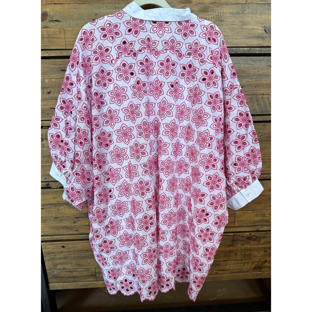 Sundress Florine Eyelet Dress Womens XL XXL Pink White Embroidered Cotton France - Picture 6 of 12